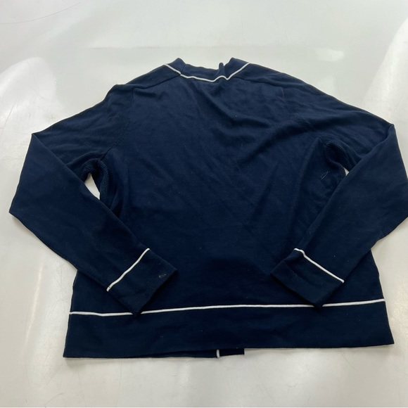 athleta women’s petite navy blue white  cardigan SP L65-15 - Picture 3 of 6